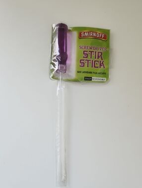 Purple Smirnoff Screwdriver Stir Stick - Packaged Bar Stirrer NEW SEALED